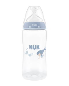 NUK First Choice Babyflasche, Anti-Kolik, 300ml, ab 3+ Monate, Motiv Wal