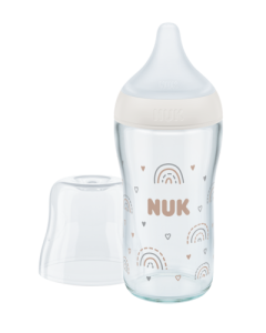 NUK Perfect Match Glas-Babyflasche mit weichem Silikon-Trinksauger