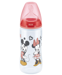 6-18 Monate | 1 Stück Silikonsauger Anti-Colic Vent Mickey Mouse Temperaturkontrolle grau 300ml NUK Disney First Choice+ Babyflasche BPA-frei 